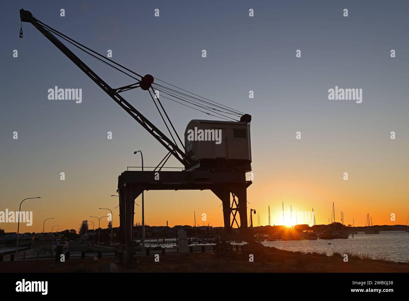 Sunset At Old Gantry Crane, Bunbury, Western Australia Stock Photo Alamy