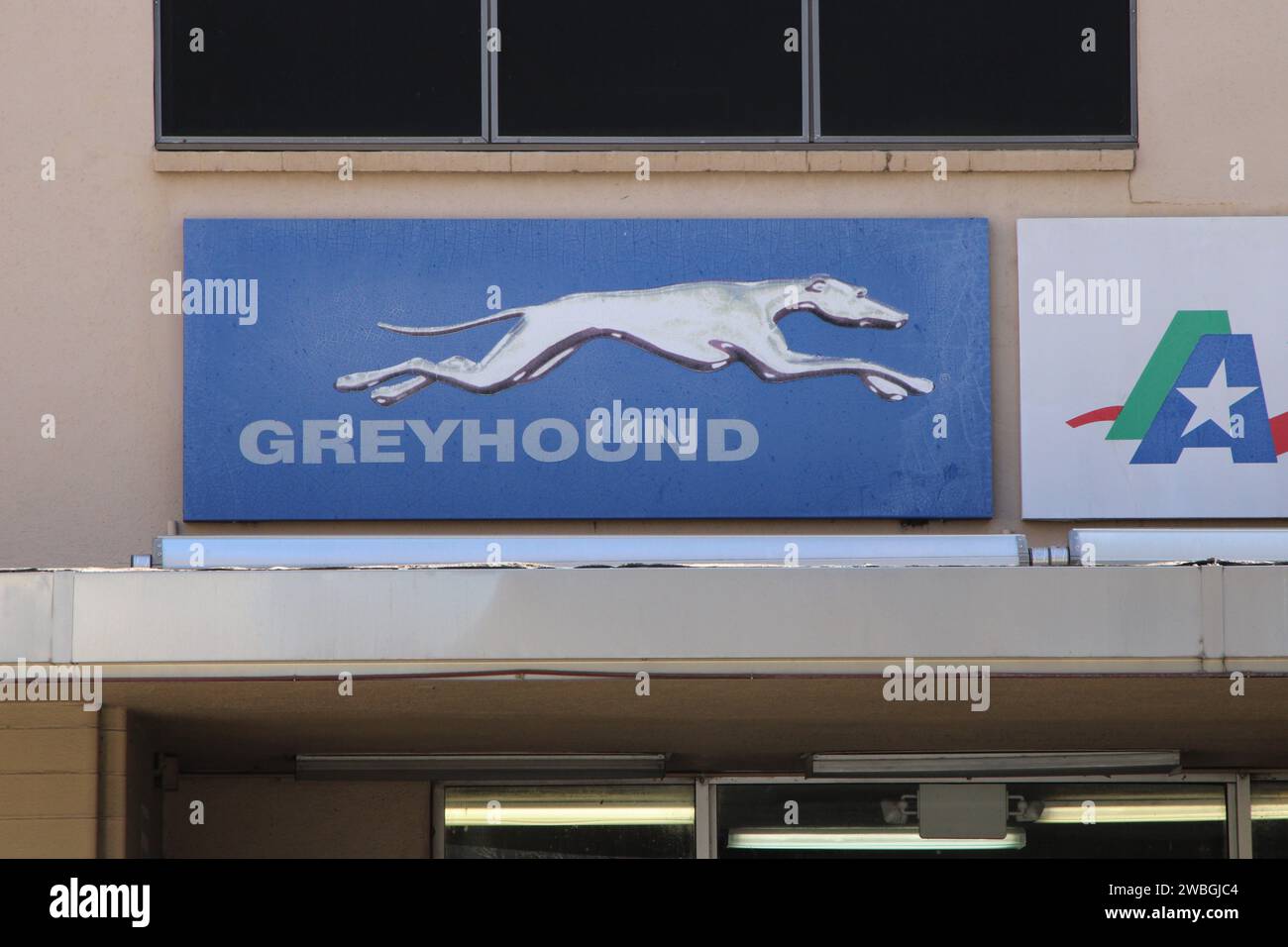 San Antonio, USA. 10th Jan, 2024. Exterior view and signage of the