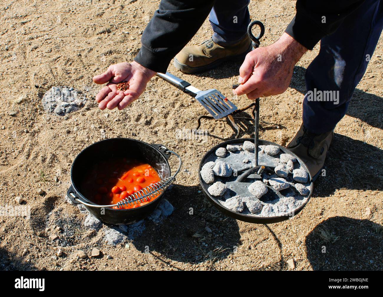 Outdoor Dutch Oven cooking in the Arizona Desert Outdoor cast iron