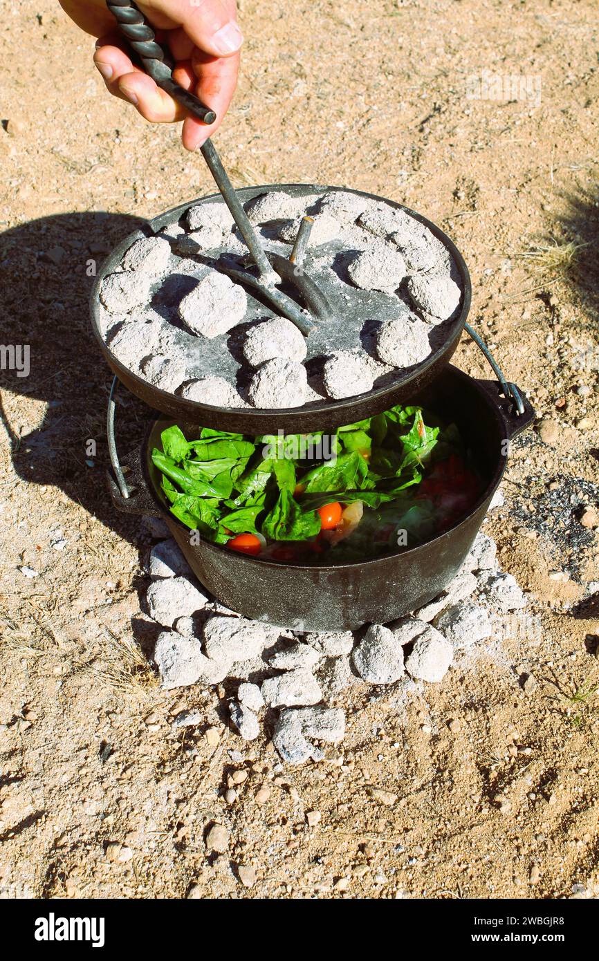 Outdoor Dutch Oven cooking in the Arizona Desert Outdoor cast iron