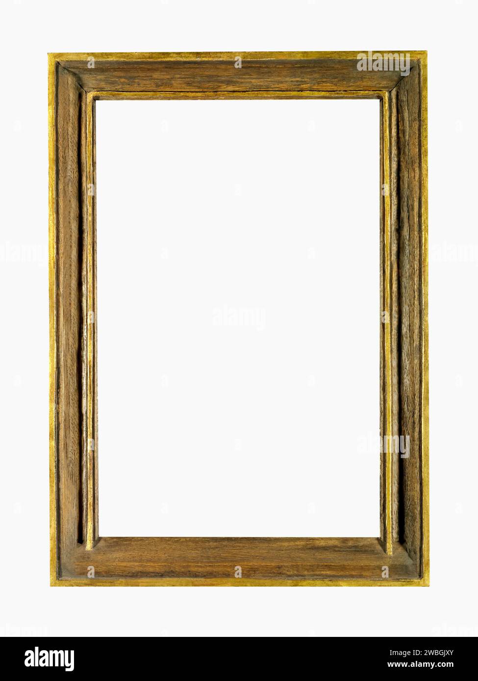 Wooden distressed dirty grunge brown yellow gold photo frame old dirty scratched Stock Photo