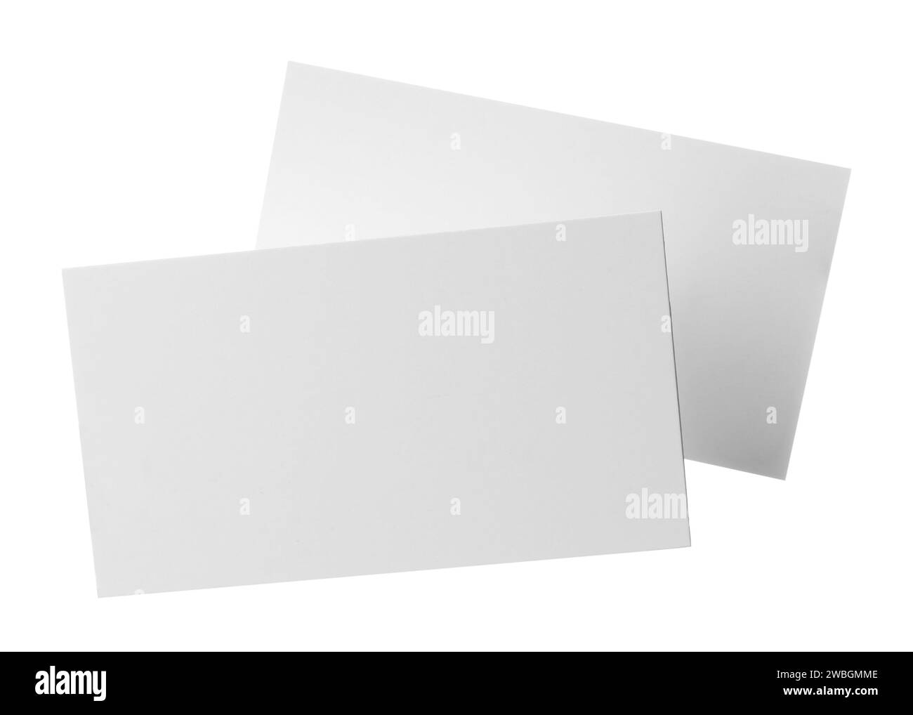 Blank business cards isolated on white. Mockup for design Stock Photo