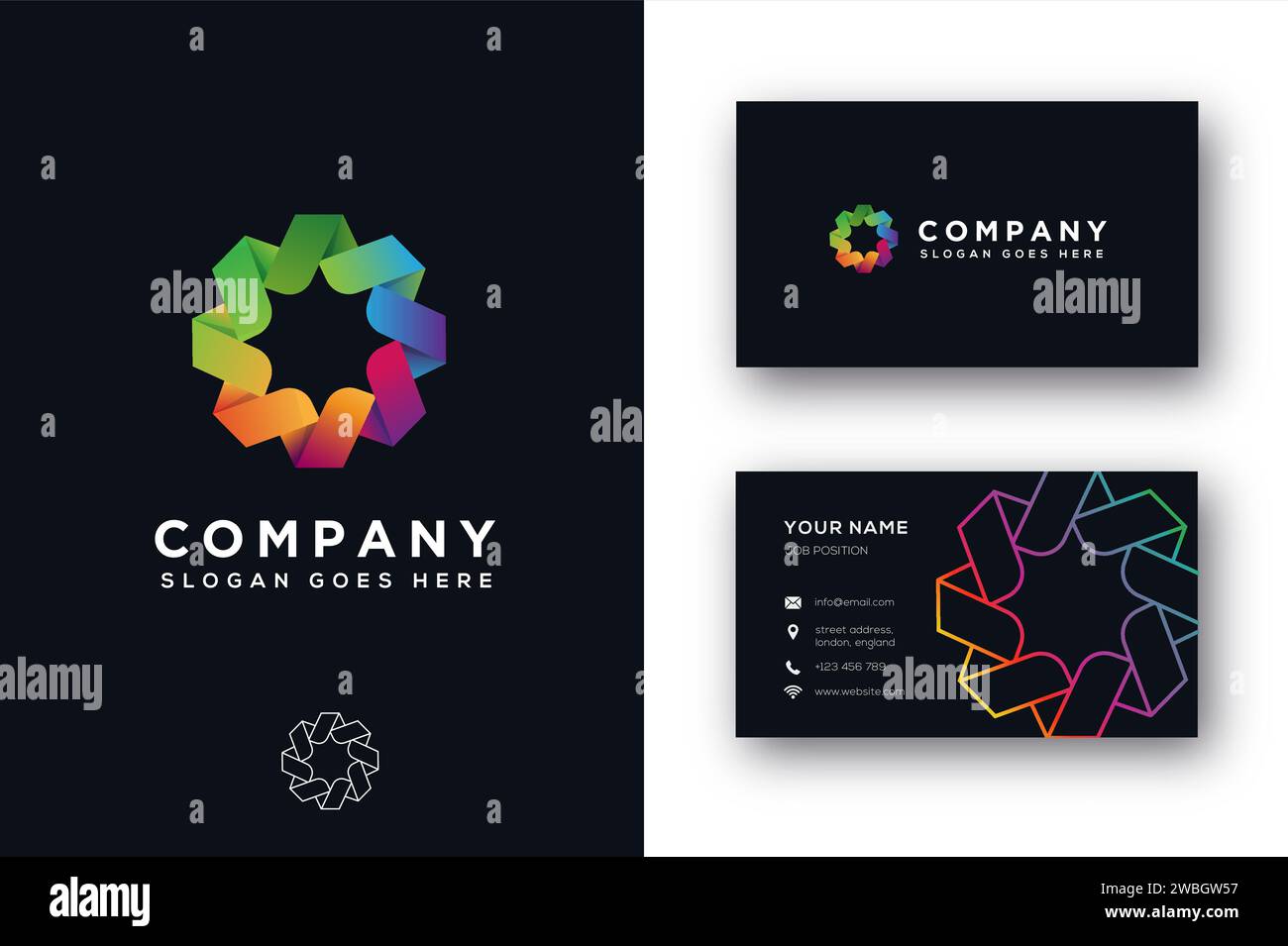 Abstract colorful unity corporate logo icon template Stock Vector