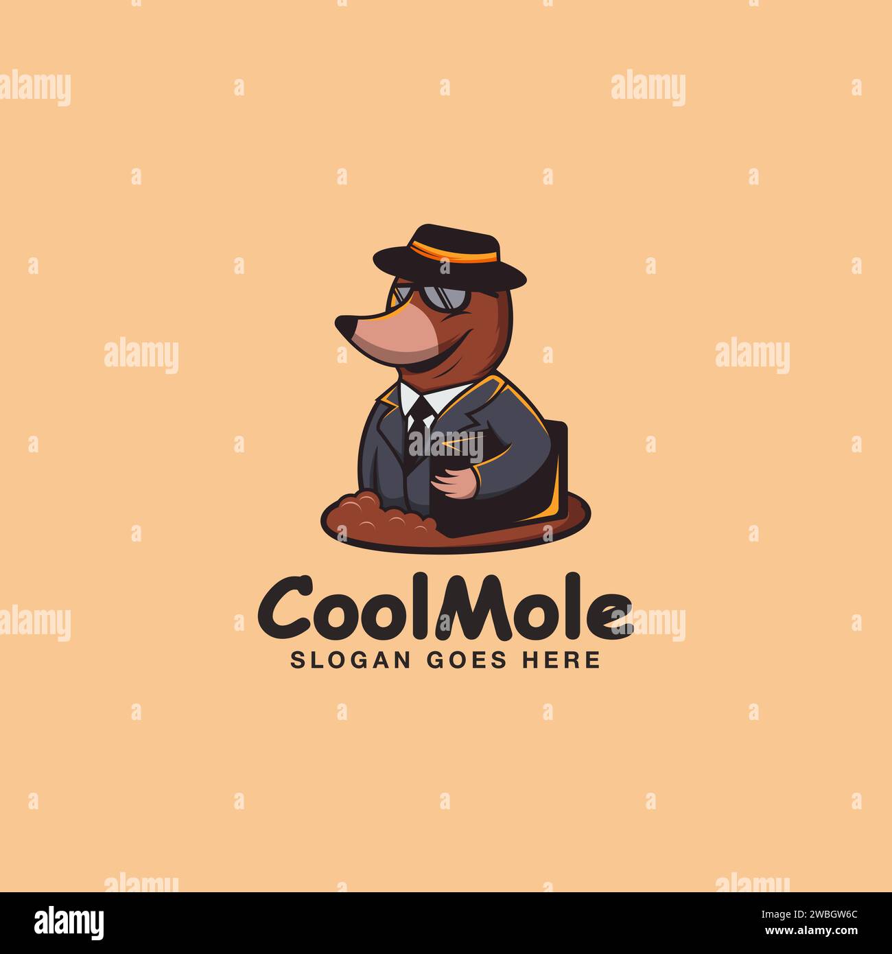 Traveling mole cartoon mascot logo vector Stock Vector