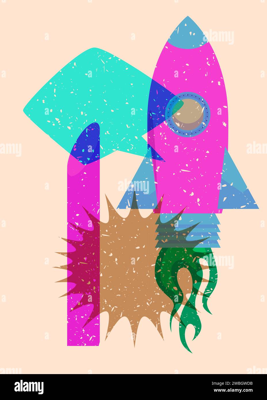 Risograph rocketship speech bubble hi-res stock photography and images ...