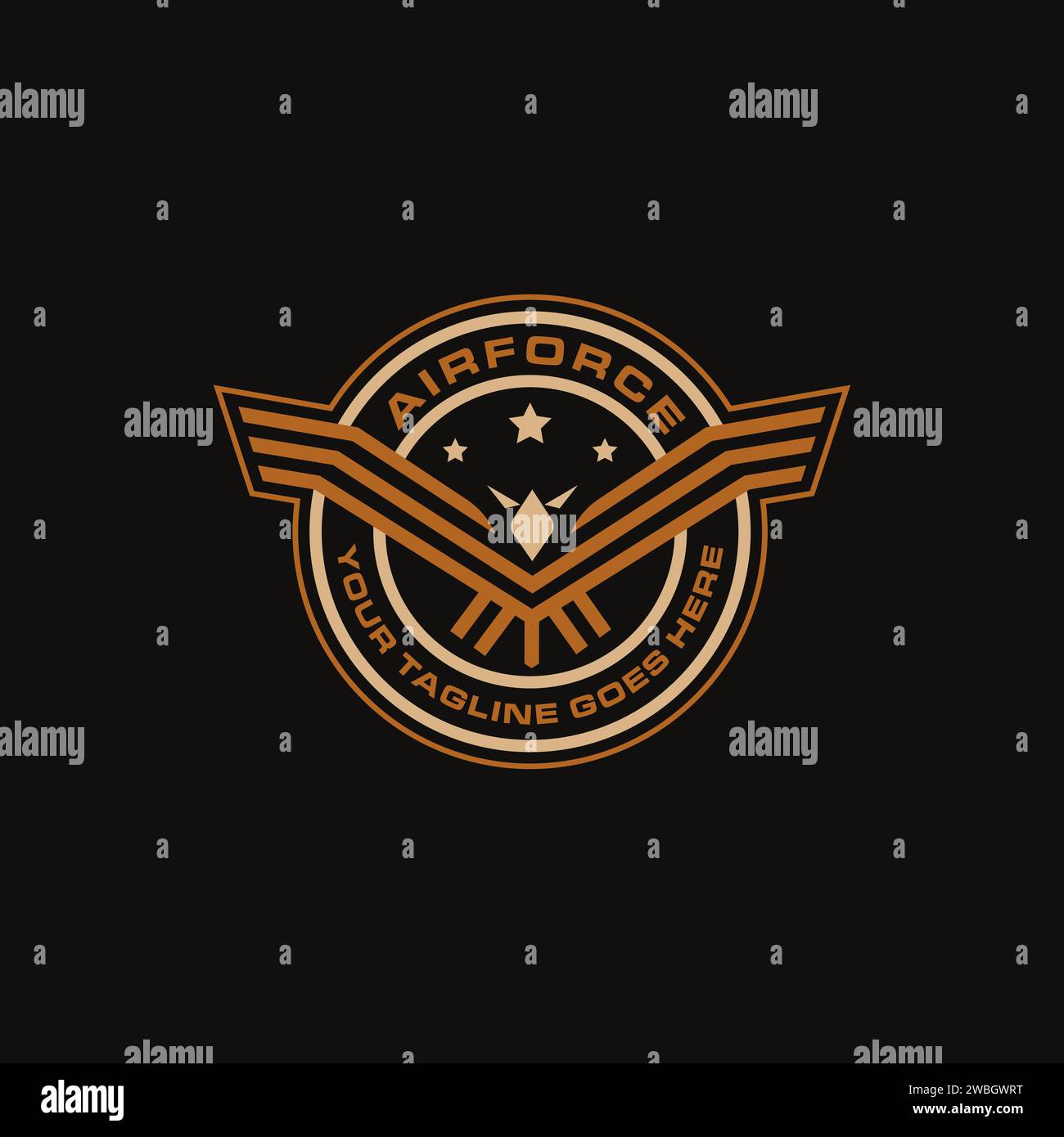 Seal badge emblem Airforce eagle logo icon vector template on black background Stock Vector