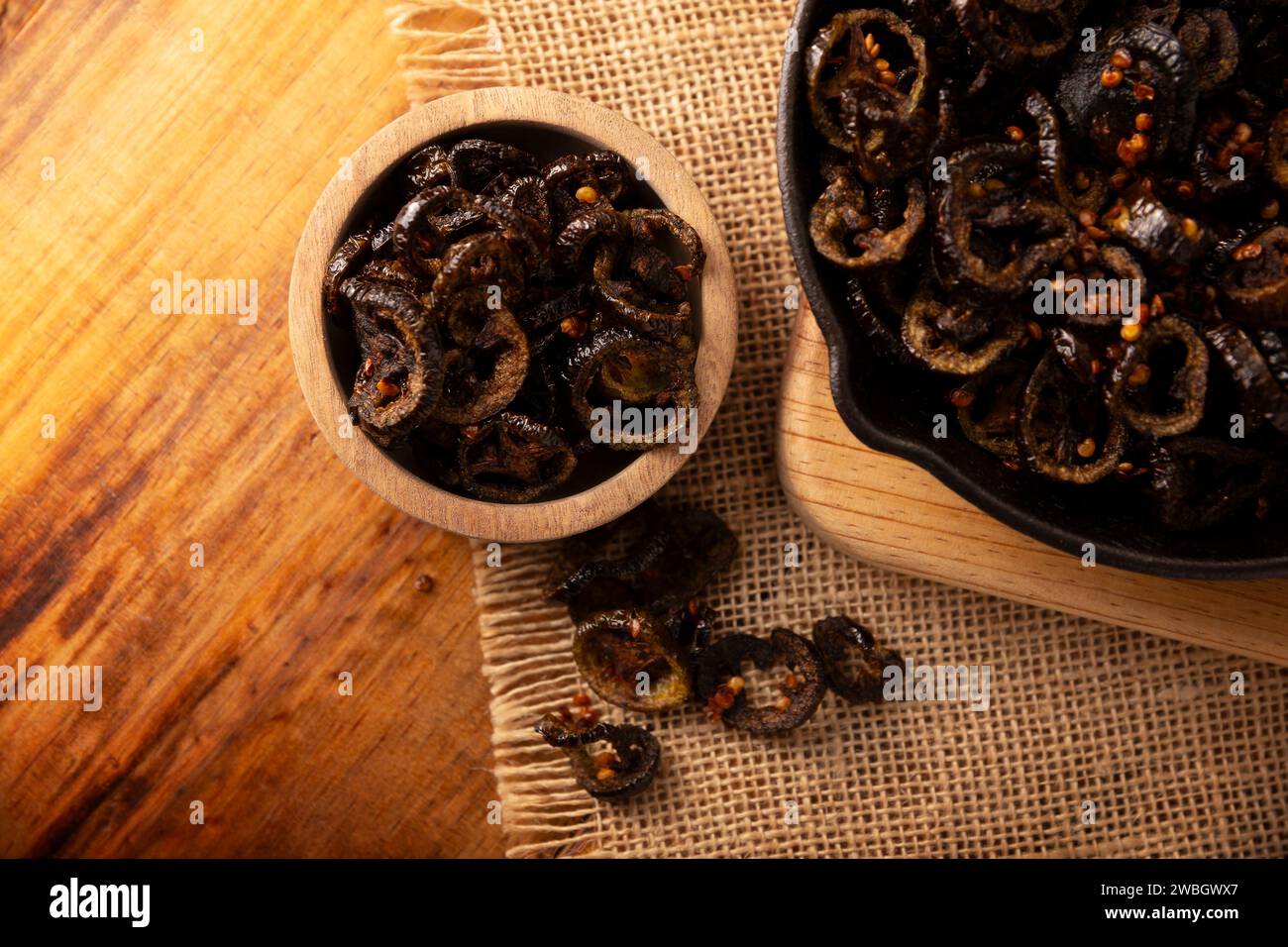 Chicharron de Chile. Crispy chili fried in olive oil with spices, easy