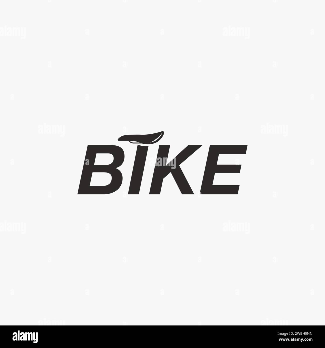 Wordmark of BIKE logo vector template with bicycle saddle seatpost on i