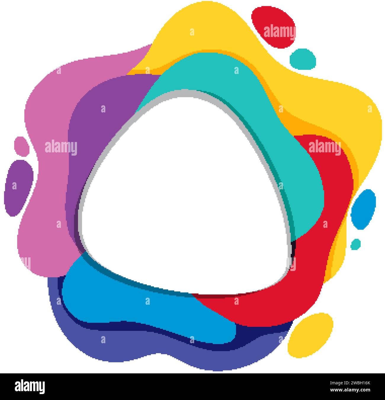 Vibrant liquid shapes with splashes on white. Stock Vector