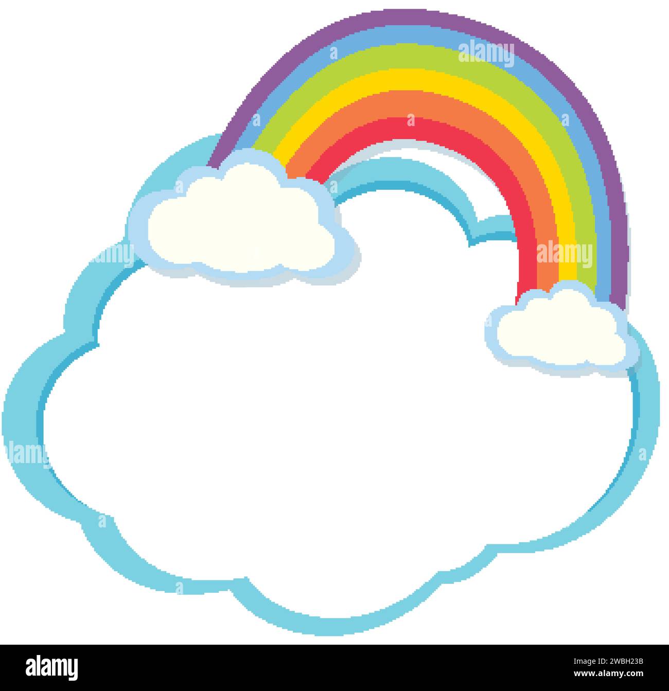 Vector illustration of a rainbow arcing over fluffy clouds Stock Vector ...