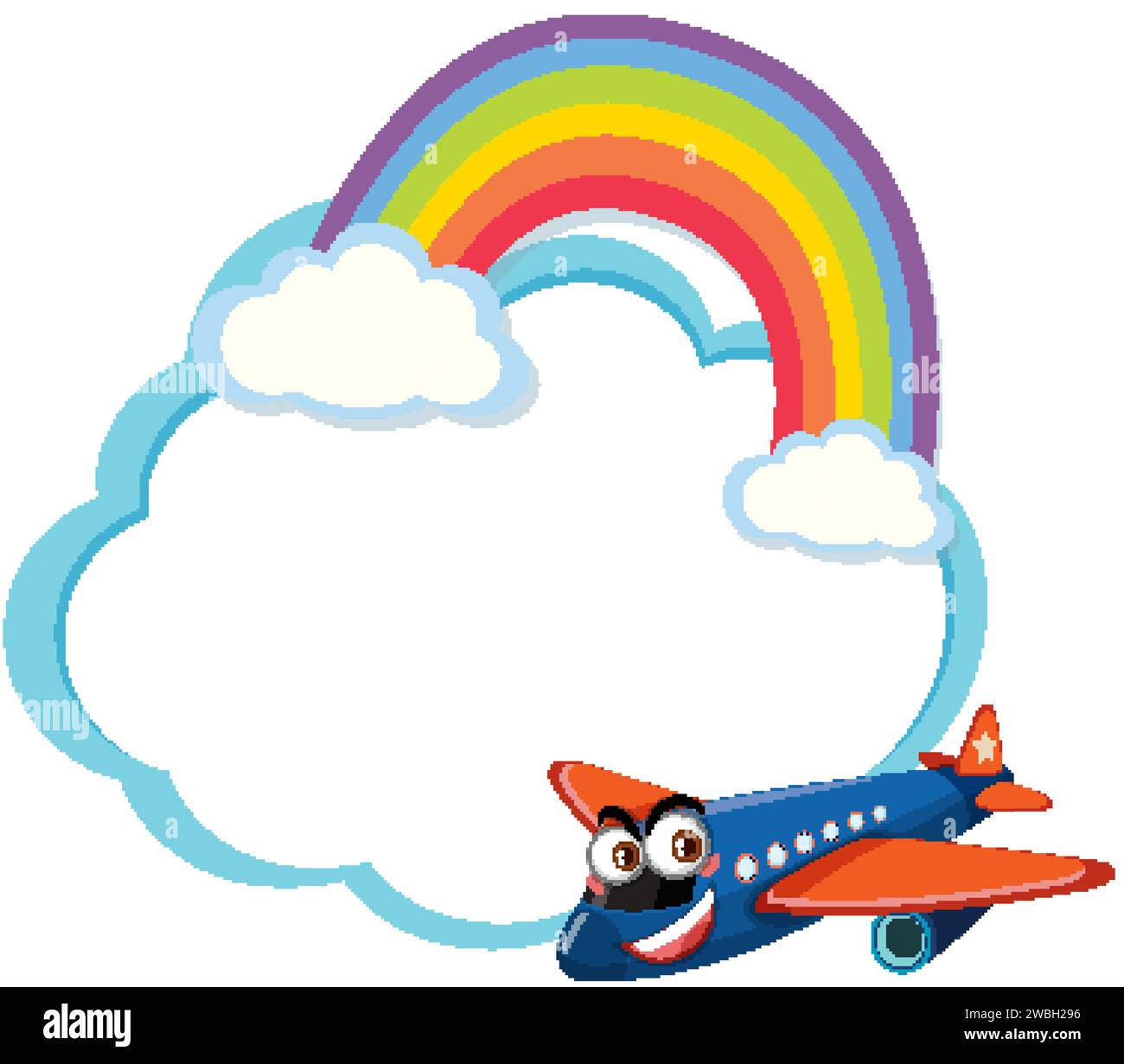 Cartoon airplane imagining a colorful rainbow in the sky Stock Vector ...