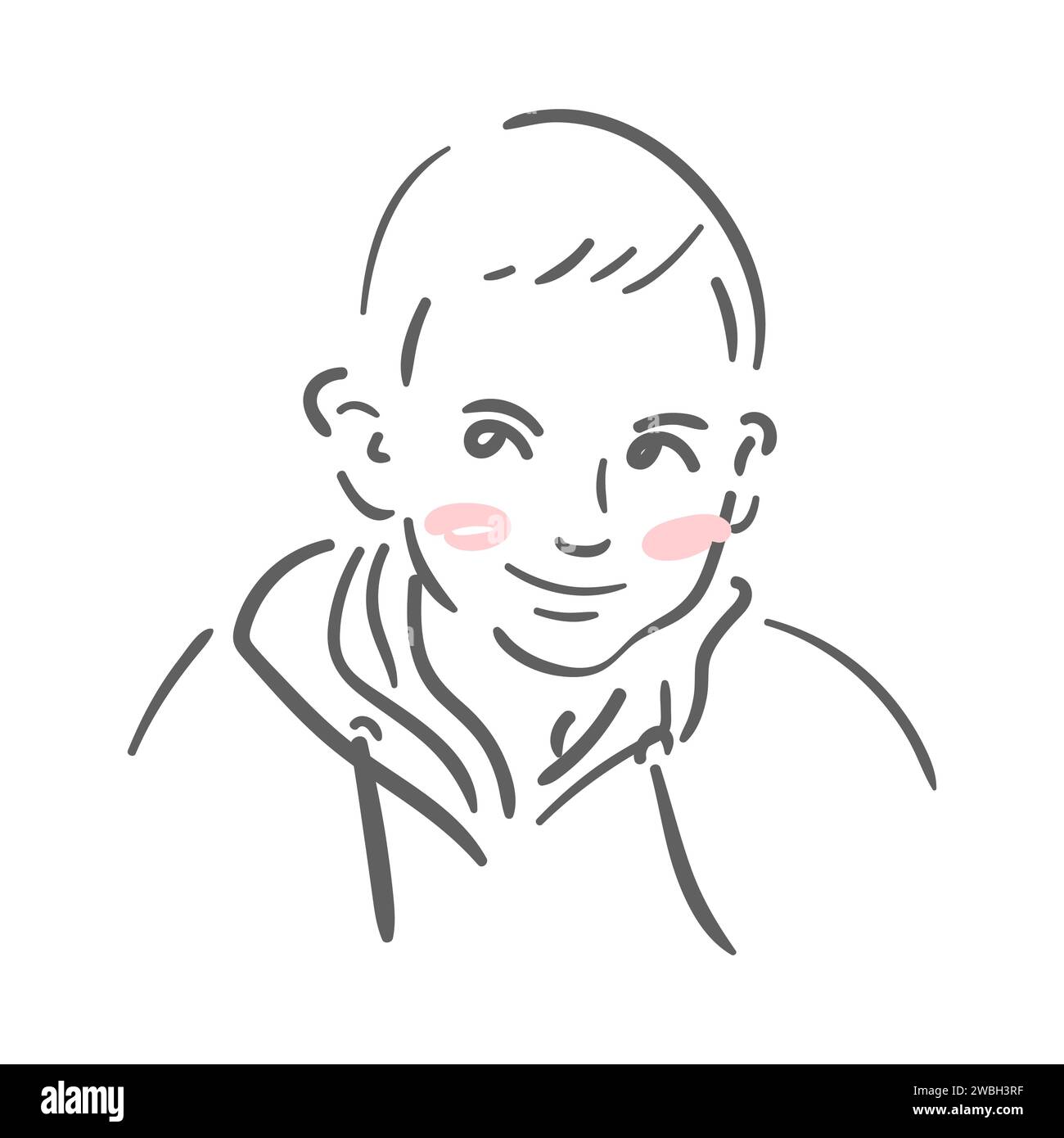 Cute baby boy in a hoodie. Minimalistic hand drawn illustration in sketch style. For posters, postcards, banners, design Stock Vector