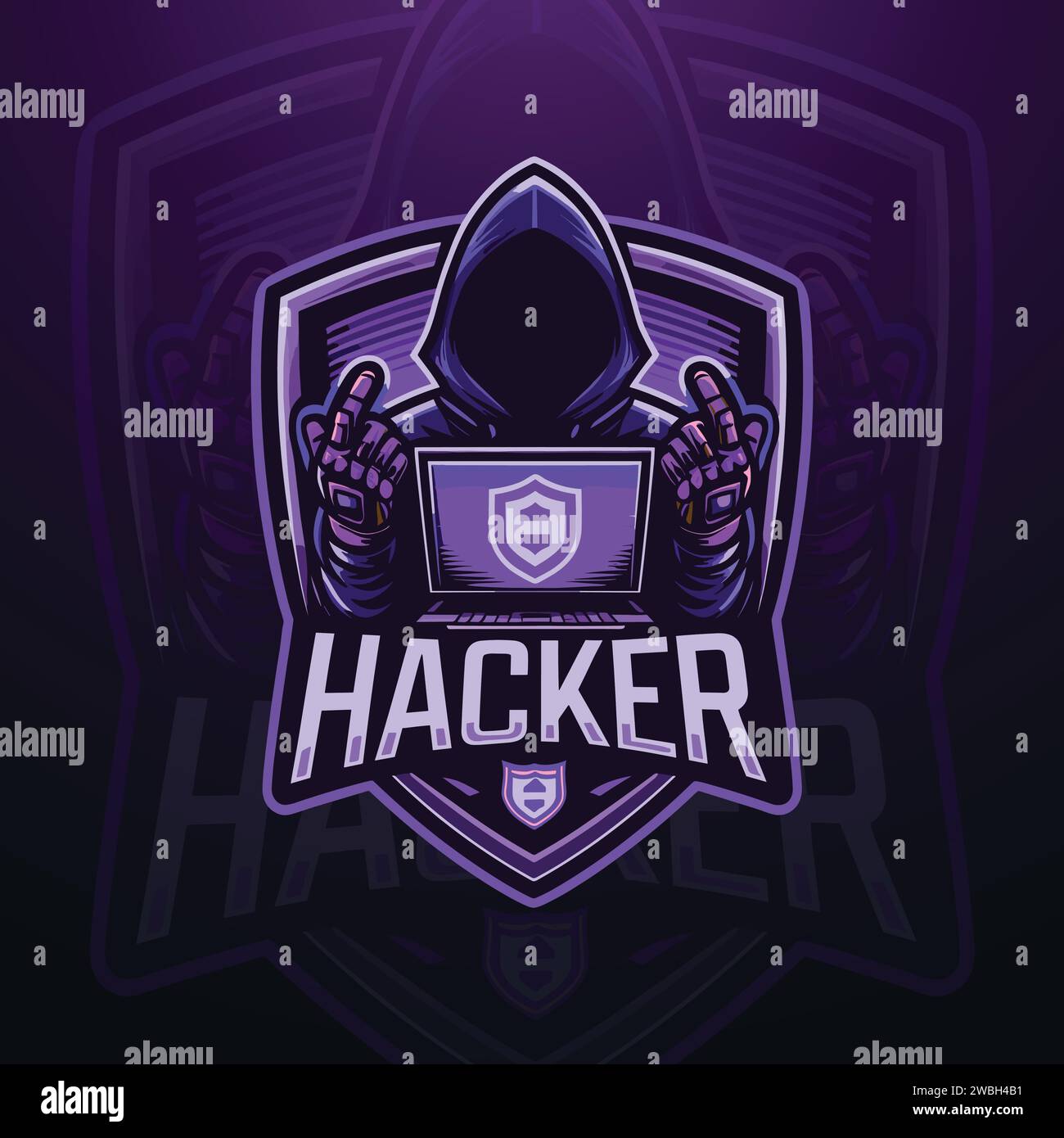 Hacker E-sports gaming mascot logo design Stock Vector