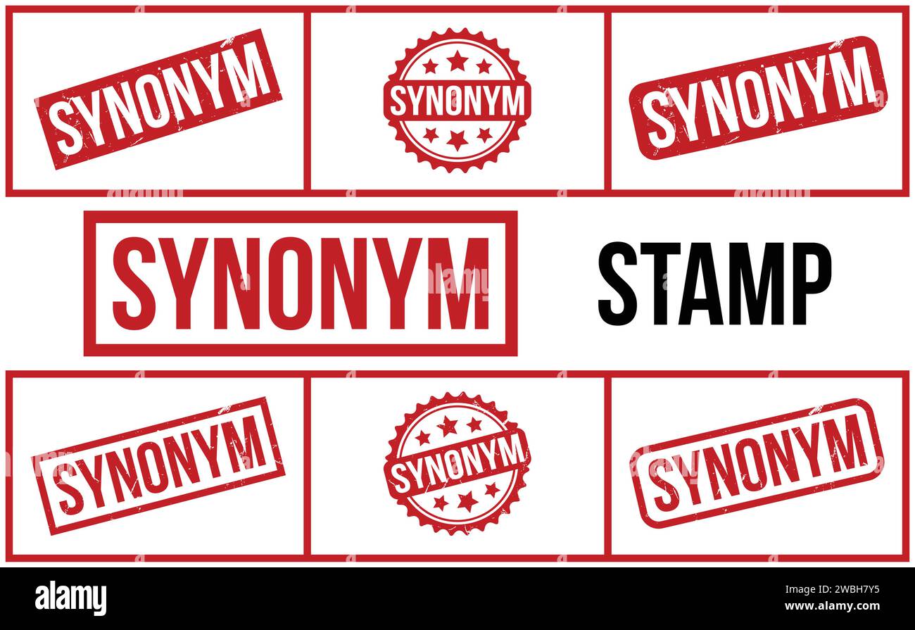 Synonym Stamp. Red Synonym Rubber grunge Stamp set Stock Vector