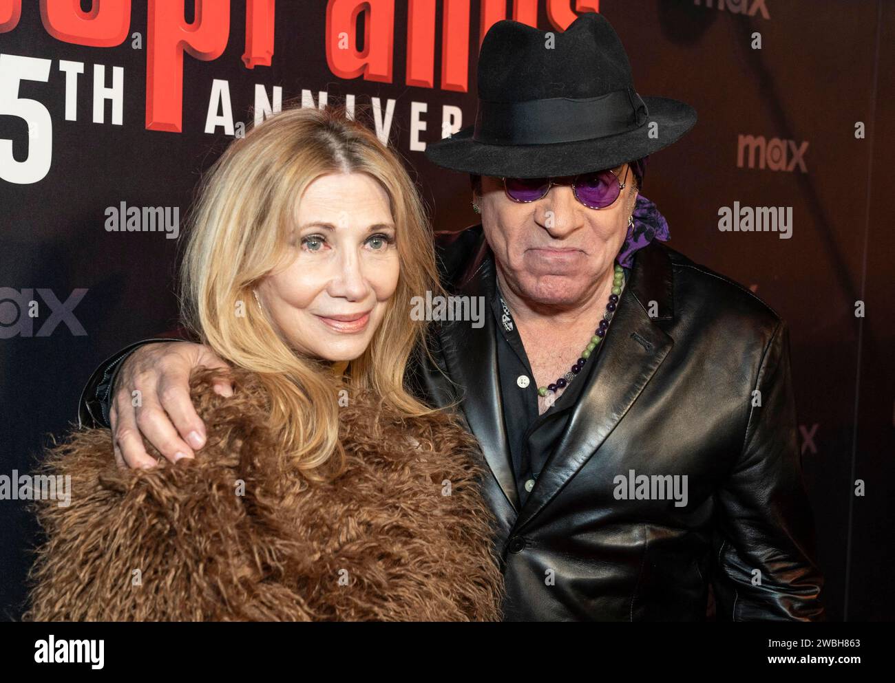New York, New York, USA. 10th Jan, 2024. Maureen Van Zandt and Steven Van Zandt attend HBO's ''The Sopranos'' 25th anniversary celebration The Family Dinner at Da Nico Ristorante in New York on January 10, 2024 (Credit Image: © Lev Radin/ZUMA Press Wire) EDITORIAL USAGE ONLY! Not for Commercial USAGE! Stock Photo