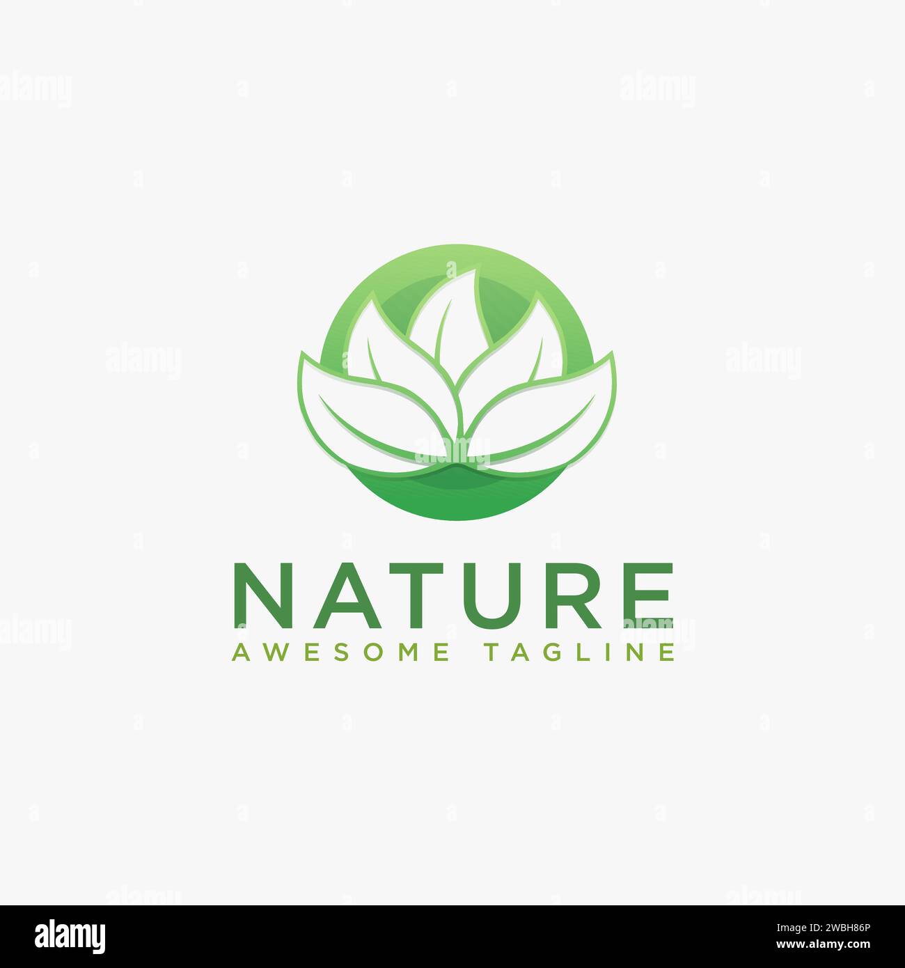 Modern negative space of circle leaves nature logo icon vector template ...