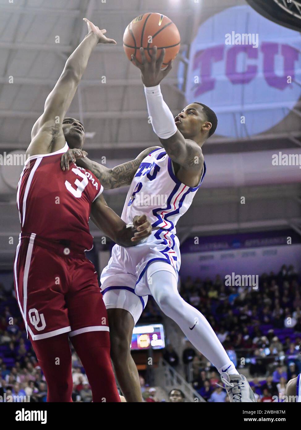 Fort Worth, TX, USA. 10th Jan, 2024. TCU Horned Frogs guard Avery