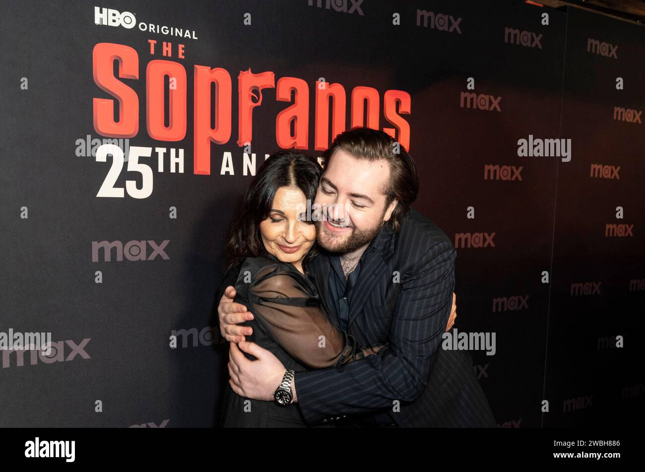 New York, New York, USA. 10th Jan, 2024. Kathrine Narducci and Michael Gandolfini attend HBO's ''The Sopranos'' 25th anniversary celebration The Family Dinner at Da Nico Ristorante in New York on January 10, 2024 (Credit Image: © Lev Radin/ZUMA Press Wire) EDITORIAL USAGE ONLY! Not for Commercial USAGE! Stock Photo