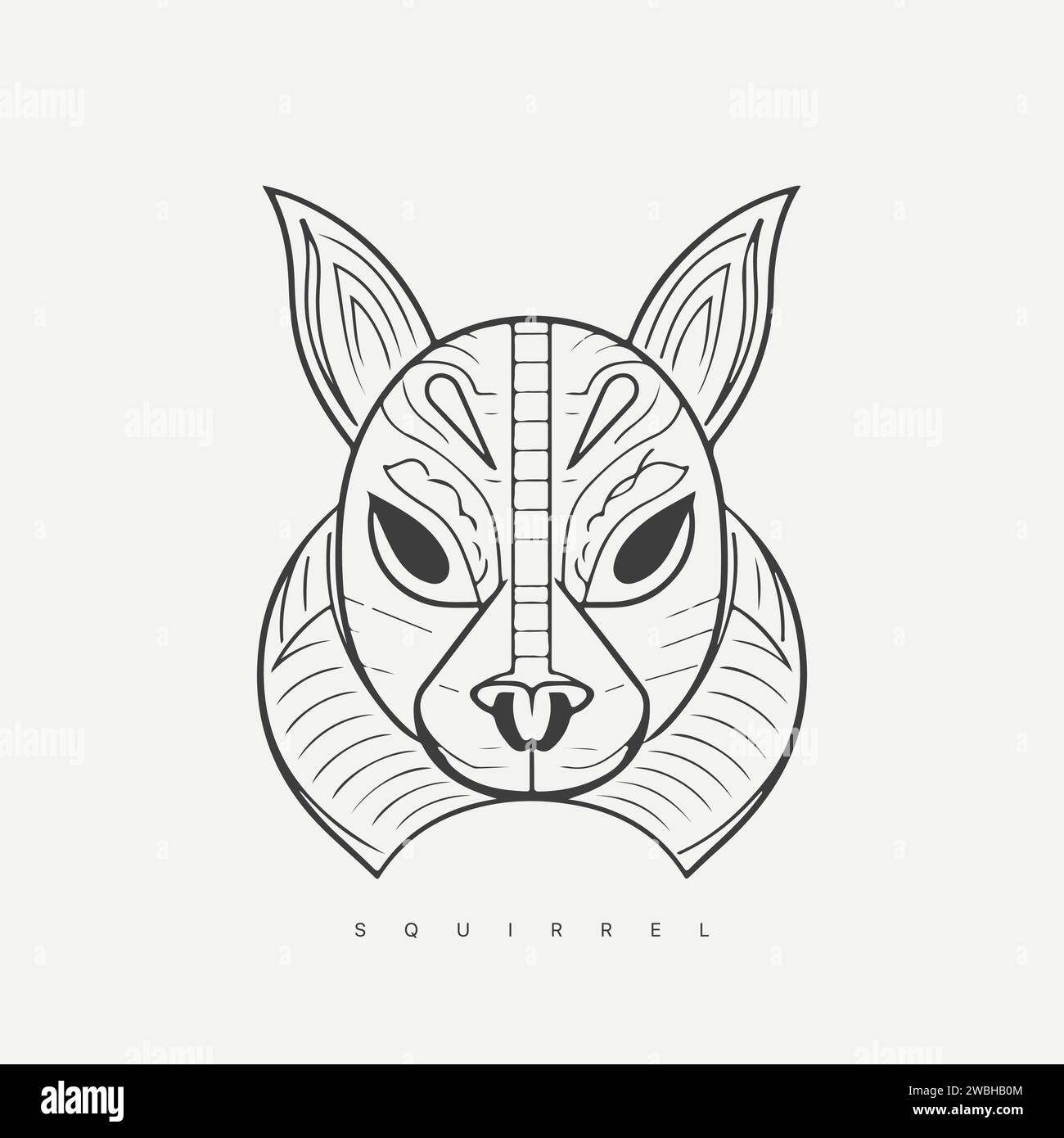 Modern abstract vector squirrel logo template. Line art squirrel Stock