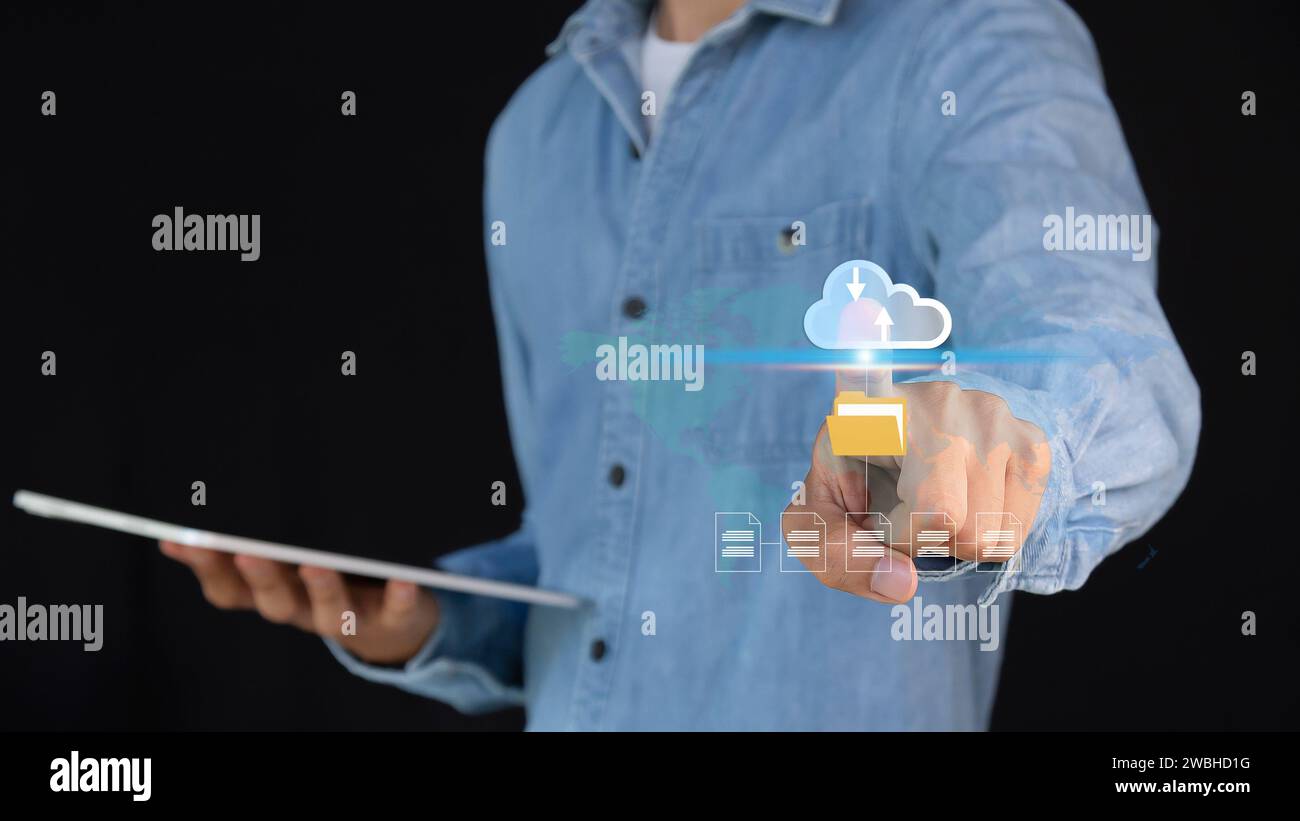 cloud computing shown in hand cloud technology data storage Stock Photo