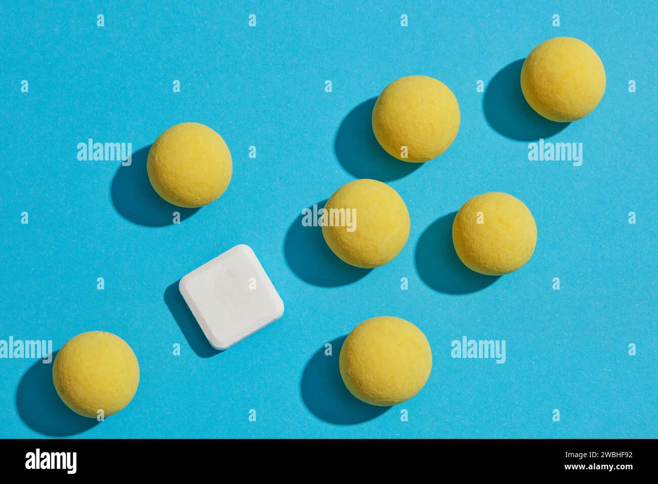 Flat lay creative background for advertising with healthcare and