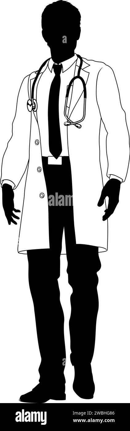 Doctor Man Medical Silhouette Healthcare Person Stock Vector