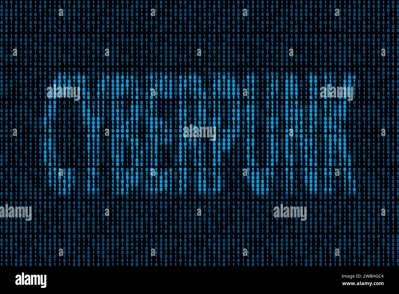 Subliminal message 'Cyberpunk' hidden in binary code. Stock Photo
