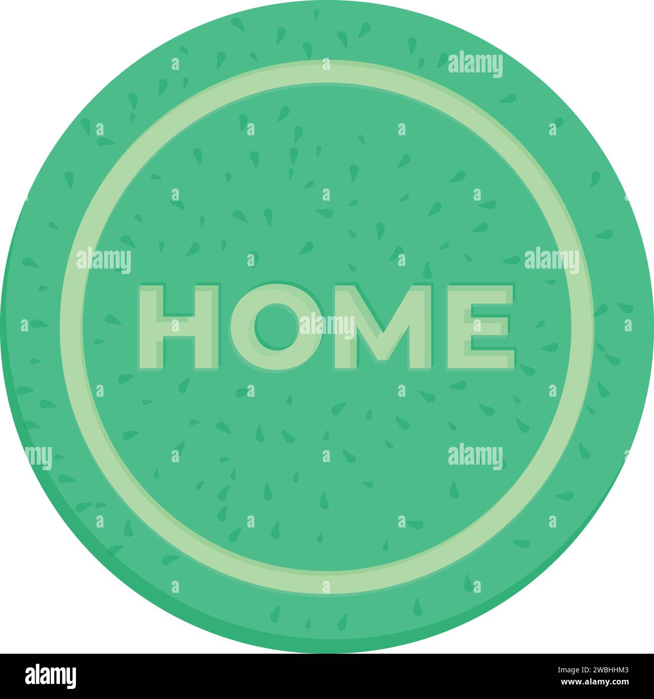 Round home mat icon cartoon vector. Green color design. Doormat clean