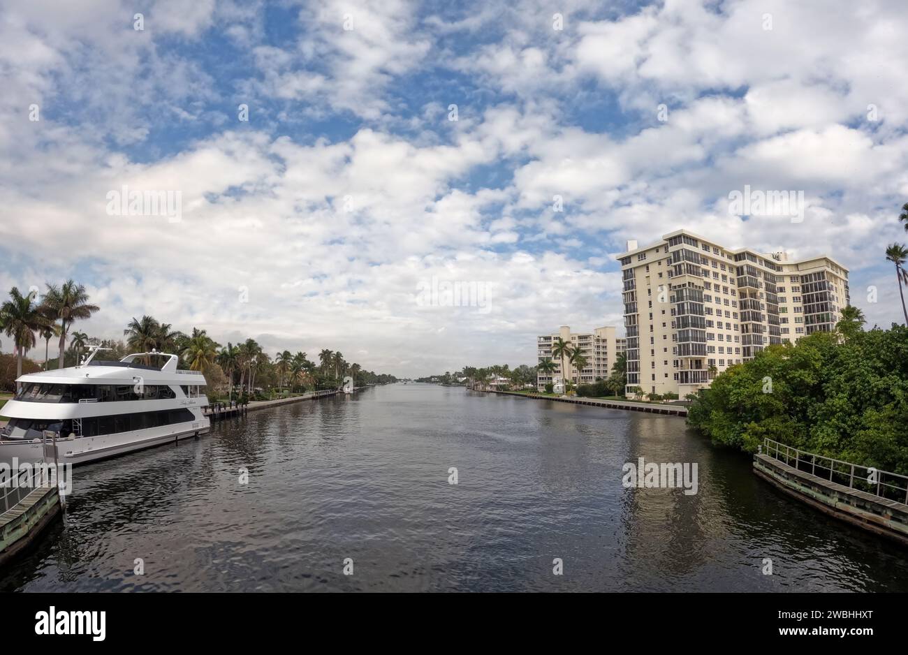 Looking along the river at Delray Beach in Florida, USA Stock Photo