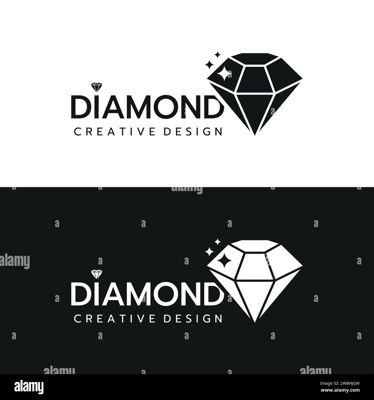 Beautiful Diamond jewelry Logo Template, Stylized image of Diamond logo icon, Diamond jewelry on white background Vector illustration Stock Vector