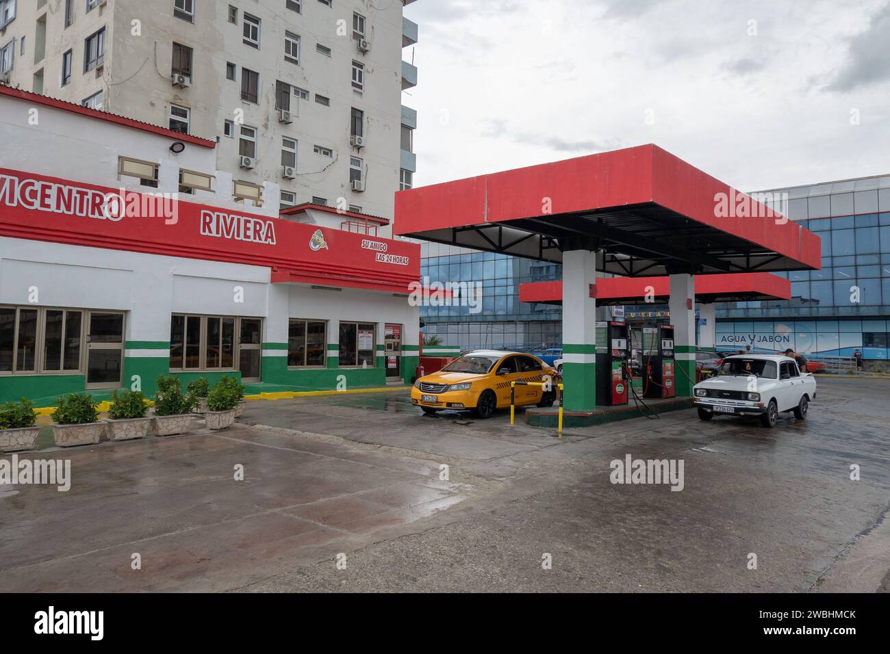HAVANA, CUBA AUGUST 28, 2023 Cuban petrol station selling expensive