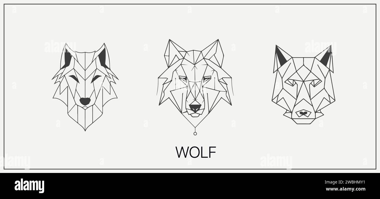 Abstract luxury wolf head vector monogram logo design template. Wolf