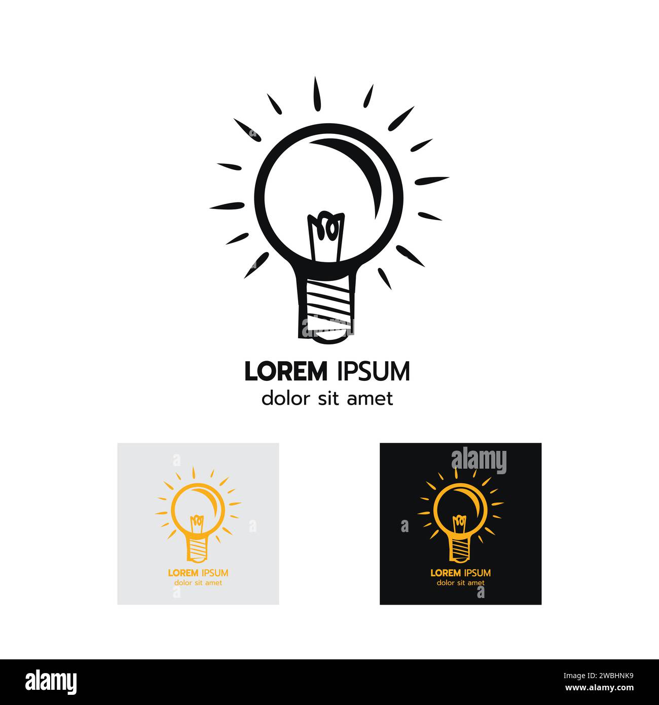Light bulb logo creative idea and innovation, Light bulb icon with concept of idea on white background vector illustration Stock Vector