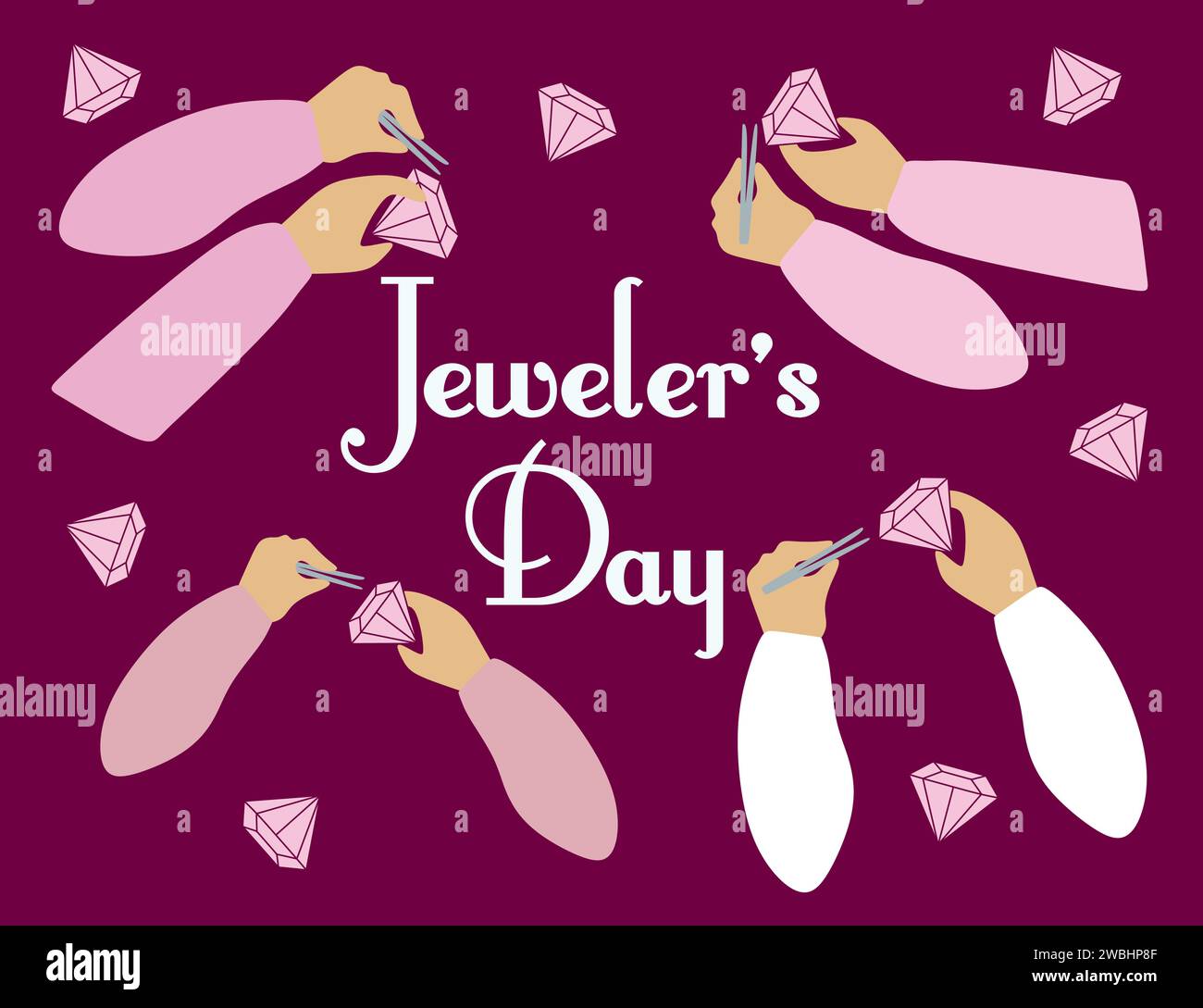 Jeweler day card. National jewel day. Vector Flat illustration with
