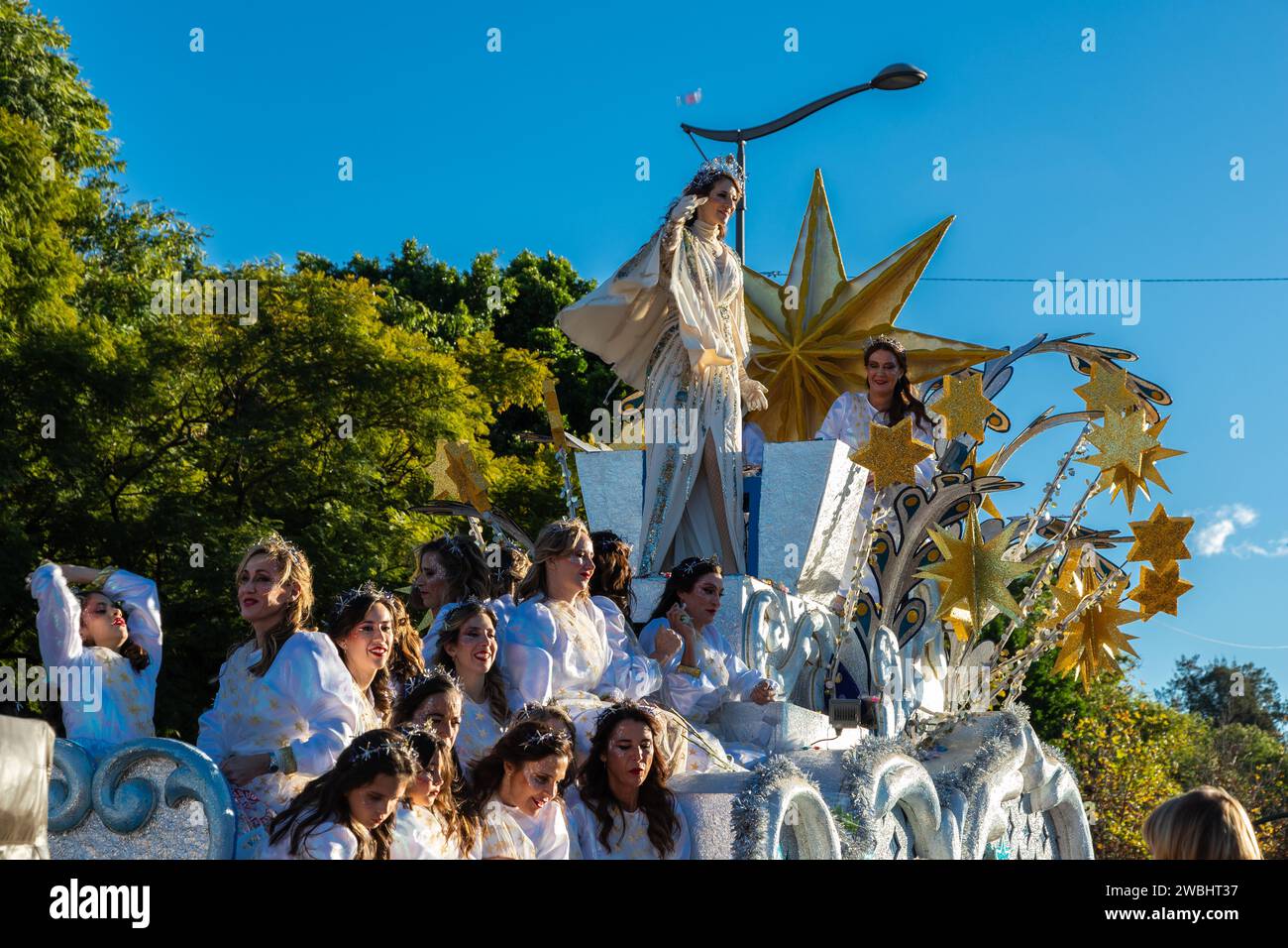 The three wise men parade in Sevilla as a start the Christian feast day of Epiphany Stock Photo