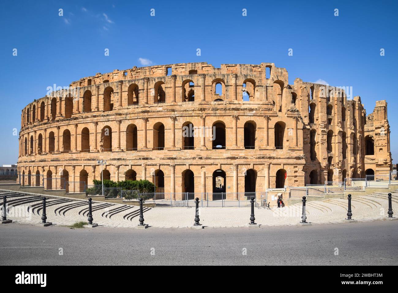 The ruins of ancient roman amphitheater in El-Jem. The largest ...