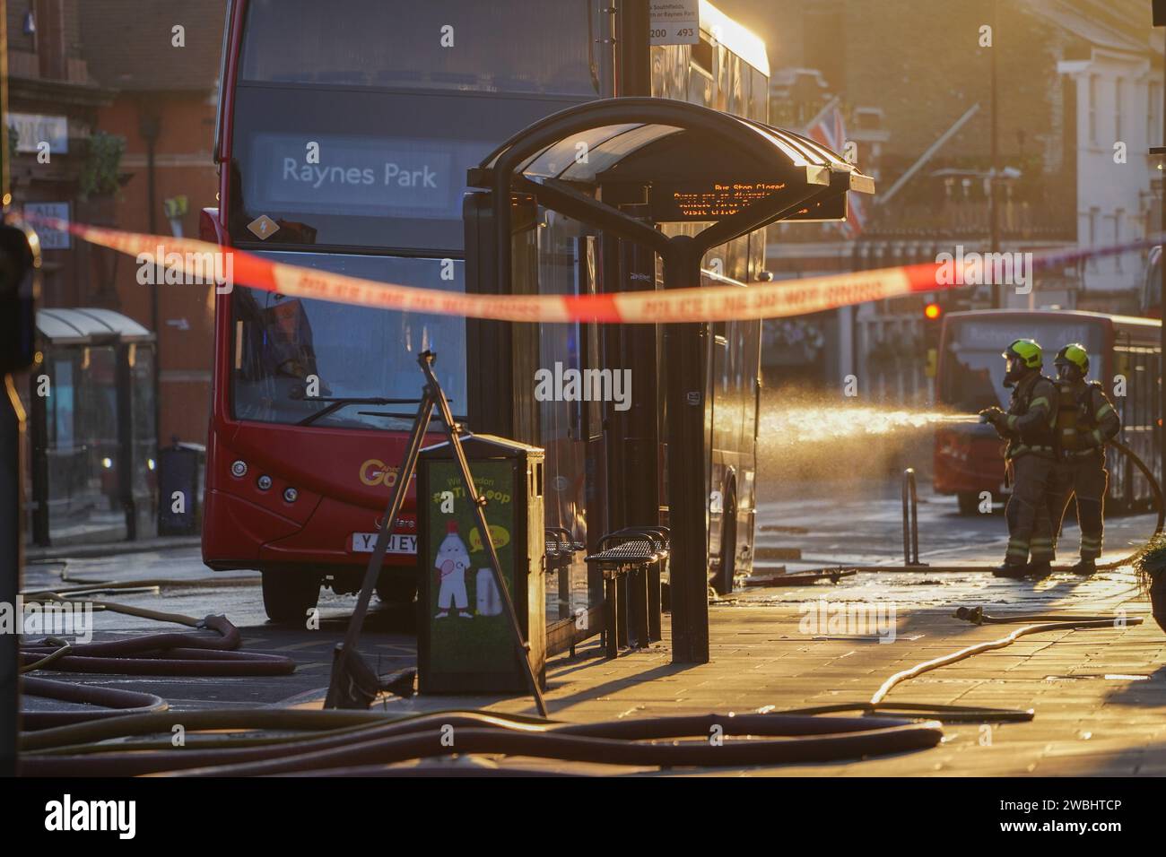 London, UK. 11 January 2024. .Emergency services and the London Fire