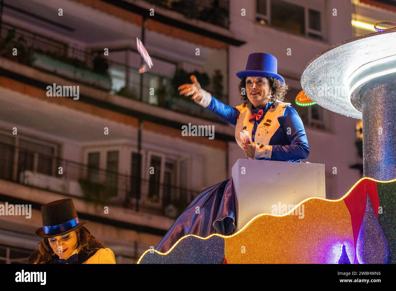 The three wise men parade in Sevilla early evening as a start the Christian feast day of Epiphany Stock Photo