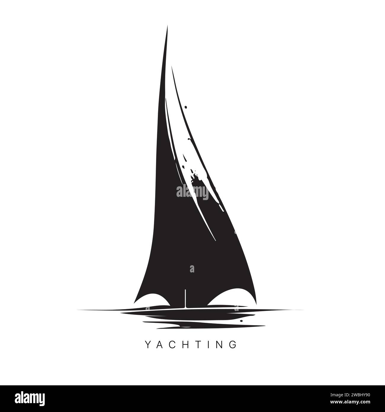 Vector logo of yacht with sail. Illustration of sail boat. Vector illustration Stock Vector