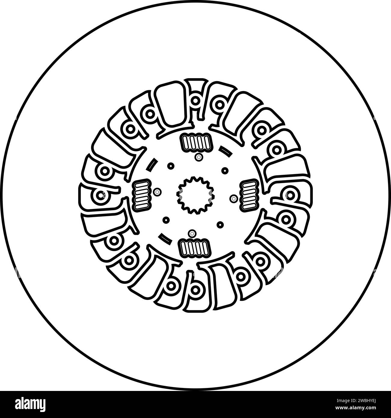 Car clutch disk cover cohesion transmission auto part plate kit repair service icon in circle round black color vector illustration image outline Stock Vector