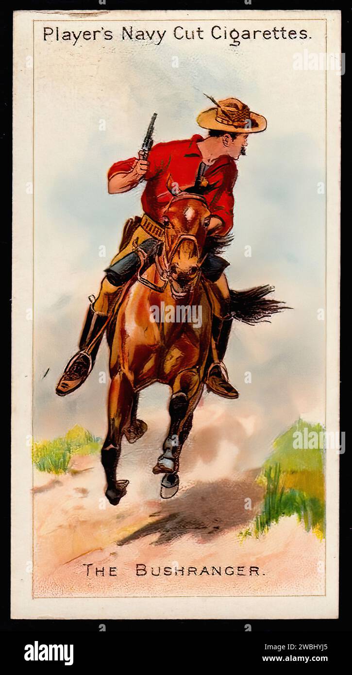 Australian Bushranger - Vintage Cigarette Card Illustration Stock Photo ...