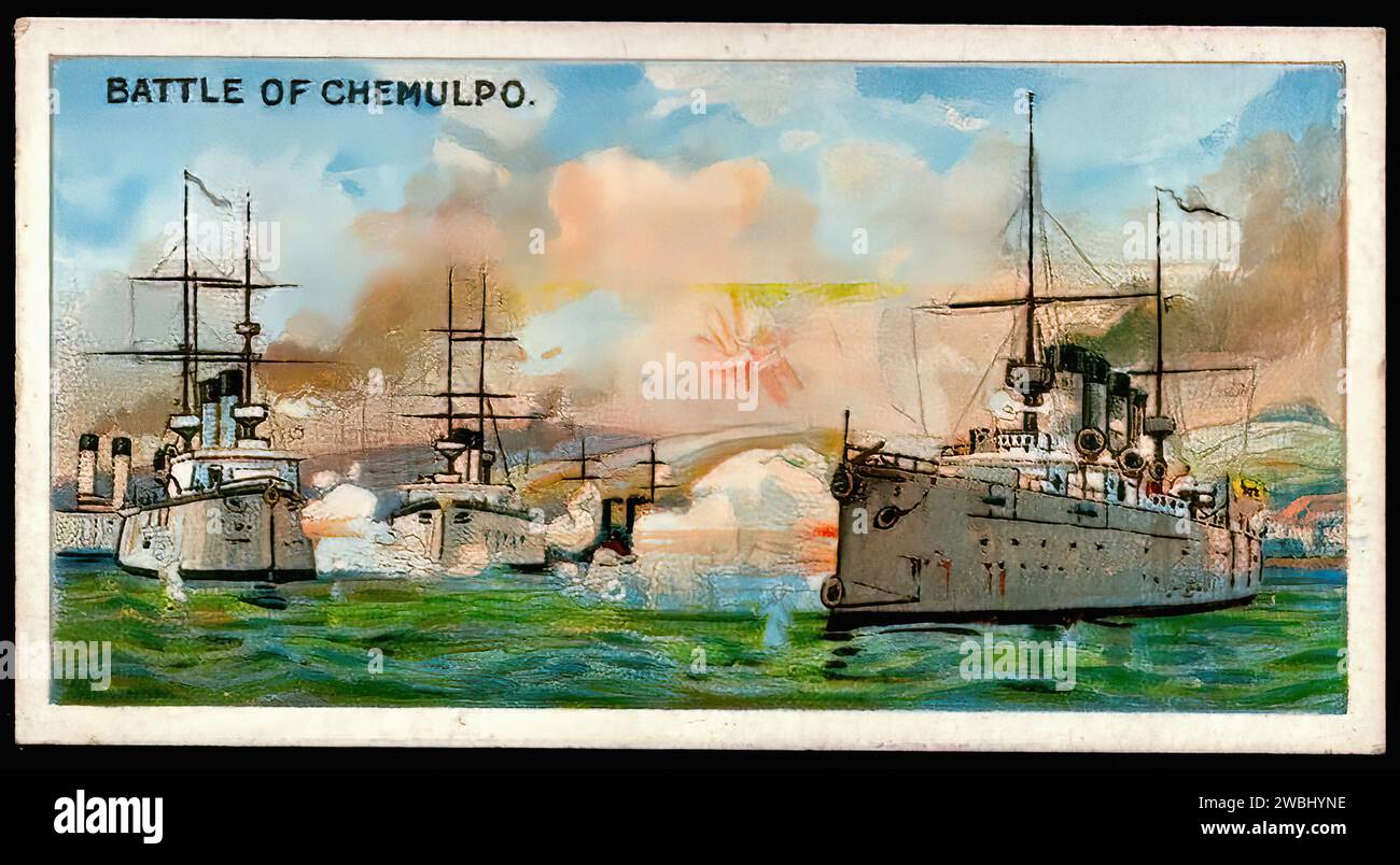 Battle of Chemulpo Vintage Cigarette Card Illustration Stock Photo