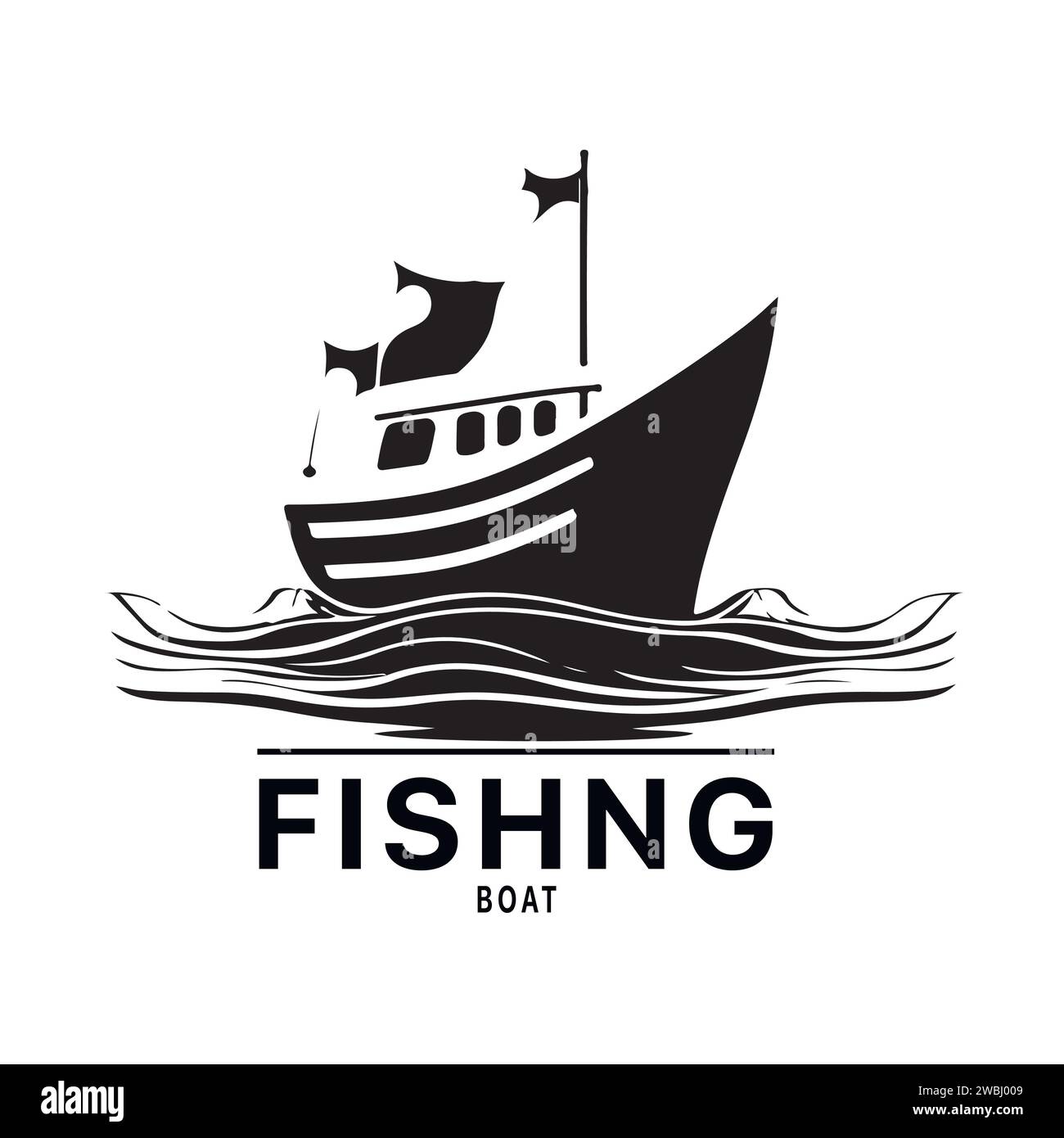 Fishing boat logo design image for Sea transportation and barge boat