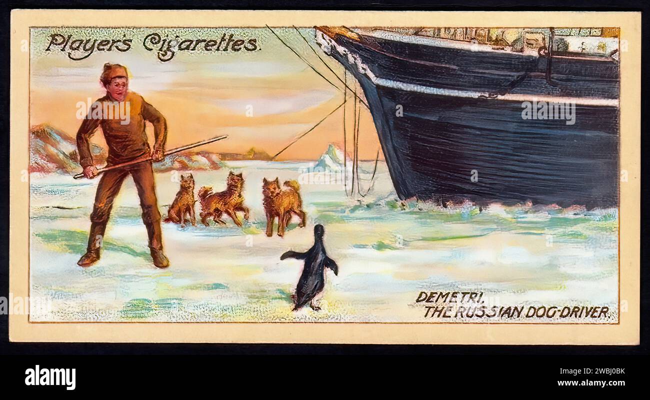 Demetri the Russian Dog Driver - Vintage Cigarette Card Illustration Stock Photo
