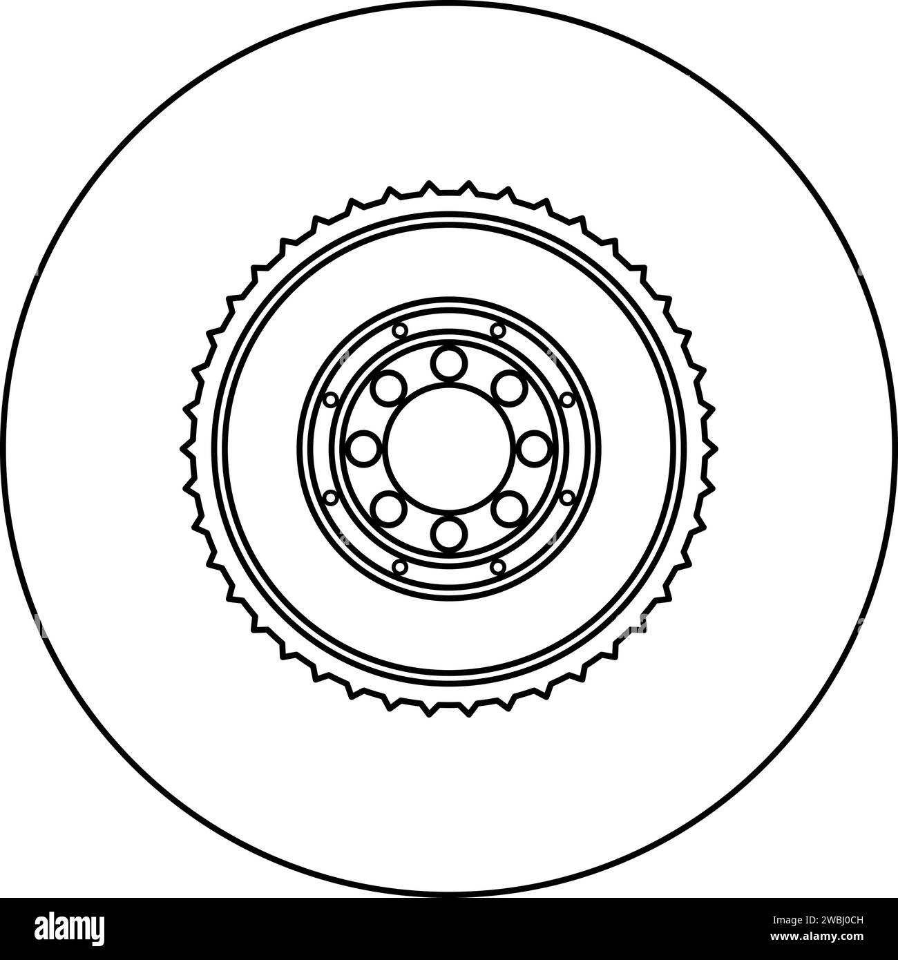 Car clutch flywheel cohesion transmission auto part plate kit repair service icon in circle round black color vector illustration image outline Stock Vector