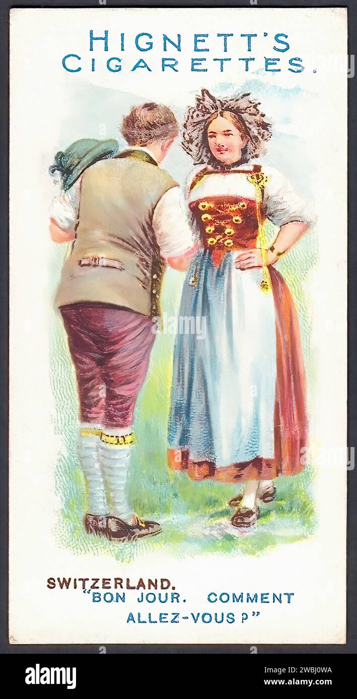 Greetings In Switzerland Vintage Cigarette Card Illustration Stock Greetings In Switzerland Vintage Cigarette Card Illustration Stock