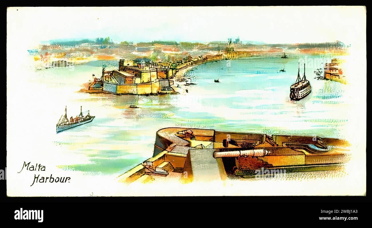 Quebec Harbour In 1906 - Vintage Cigarette Card Illustration Stock