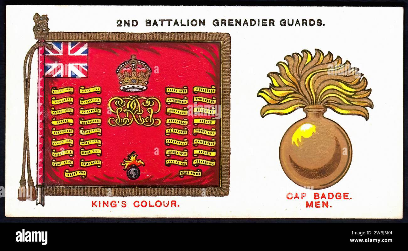 2nd Battalion, Grenadier Guards - Vintage Cigarette Card Illustration Stock Photo