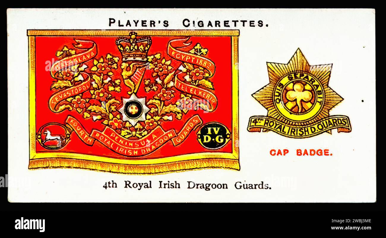4th Royal Irish Dragoon Guards - Vintage Cigarette Card Illustration Stock Photo