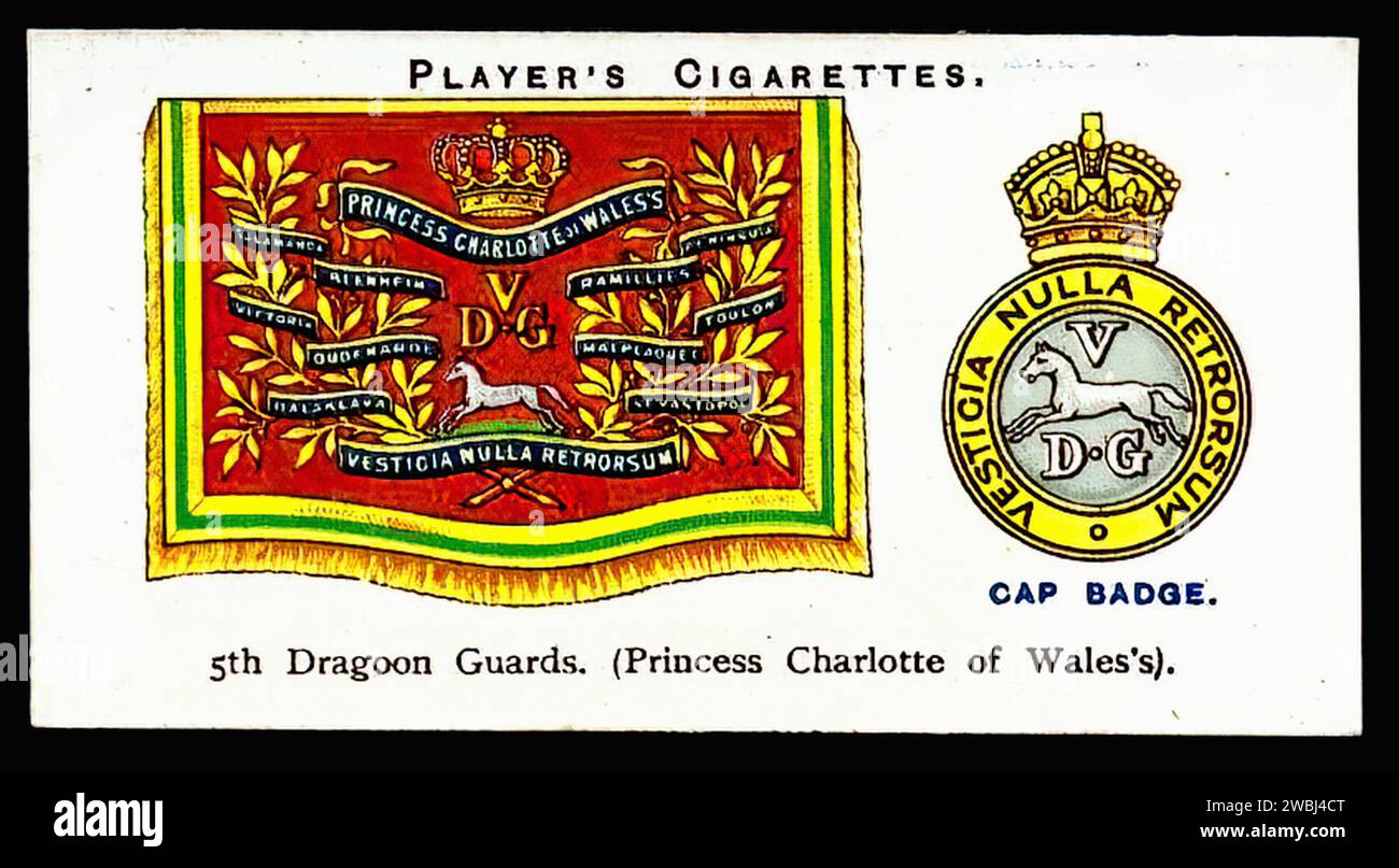 Princess Charlotte's 5th Dragoon Guards - Vintage Cigarette Card Illustration Stock Photo